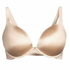 Joyspun Beige Padded T-Shirt Bra Underwire Plunge Lace Comfort Full Figure 44DDD